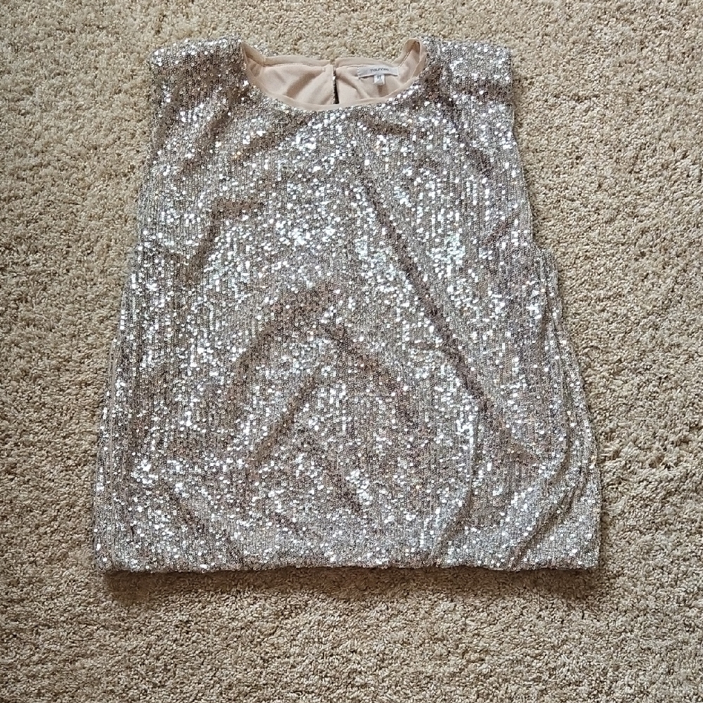Maurices Soft Cream Silver Sequin Top